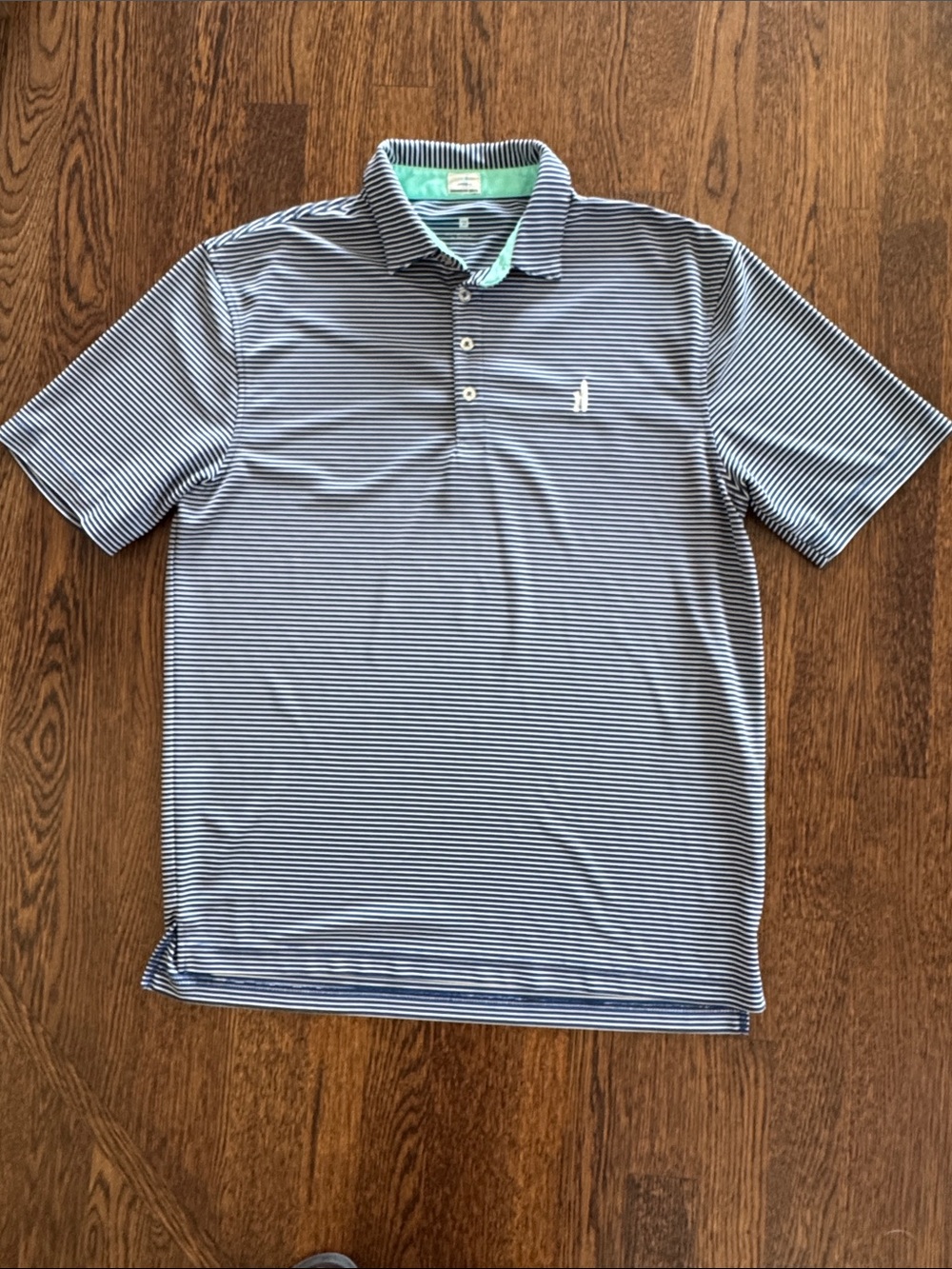 Johnnie-O Navy and White Striped Golf Hangin’ Out Polo - Size M